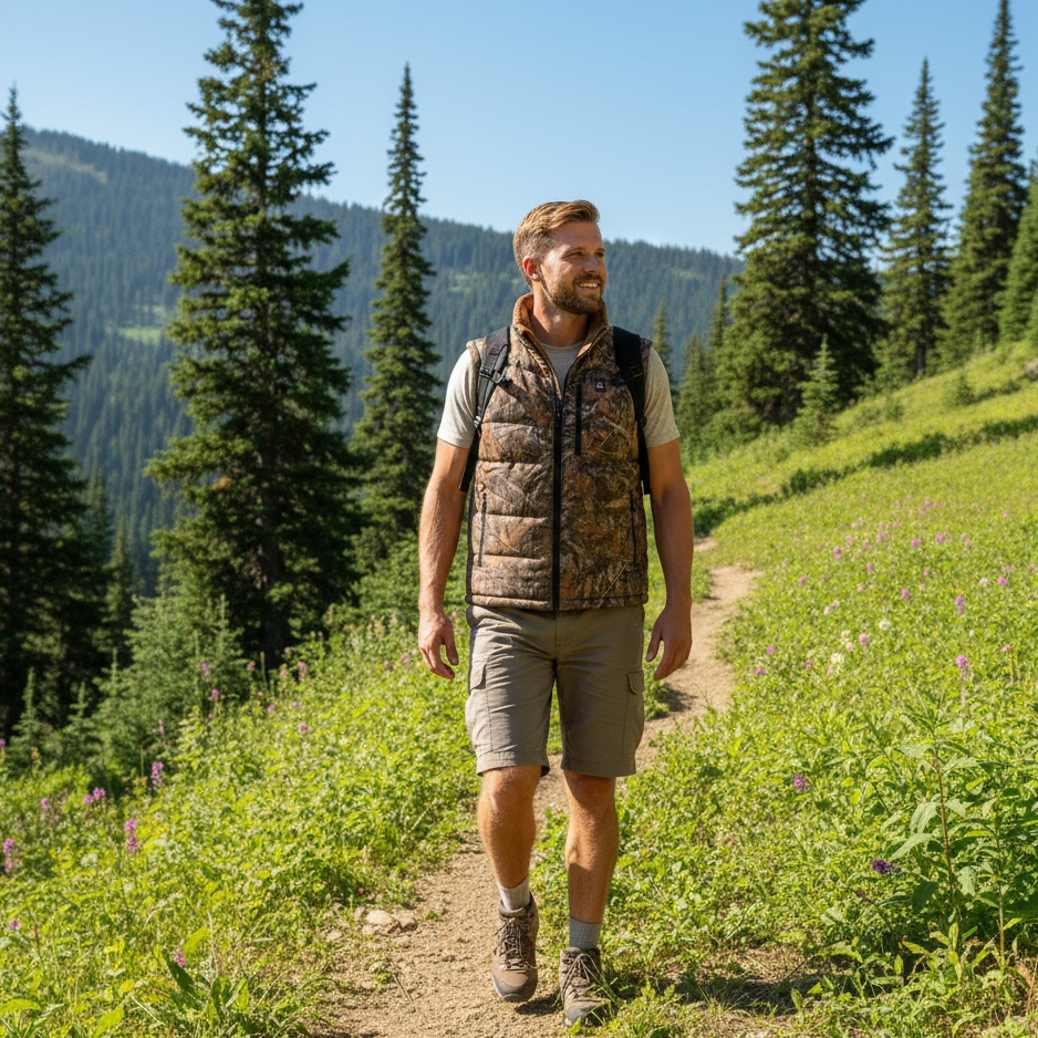 Veste Chauffante sans manches Homme Chasse et camouflage